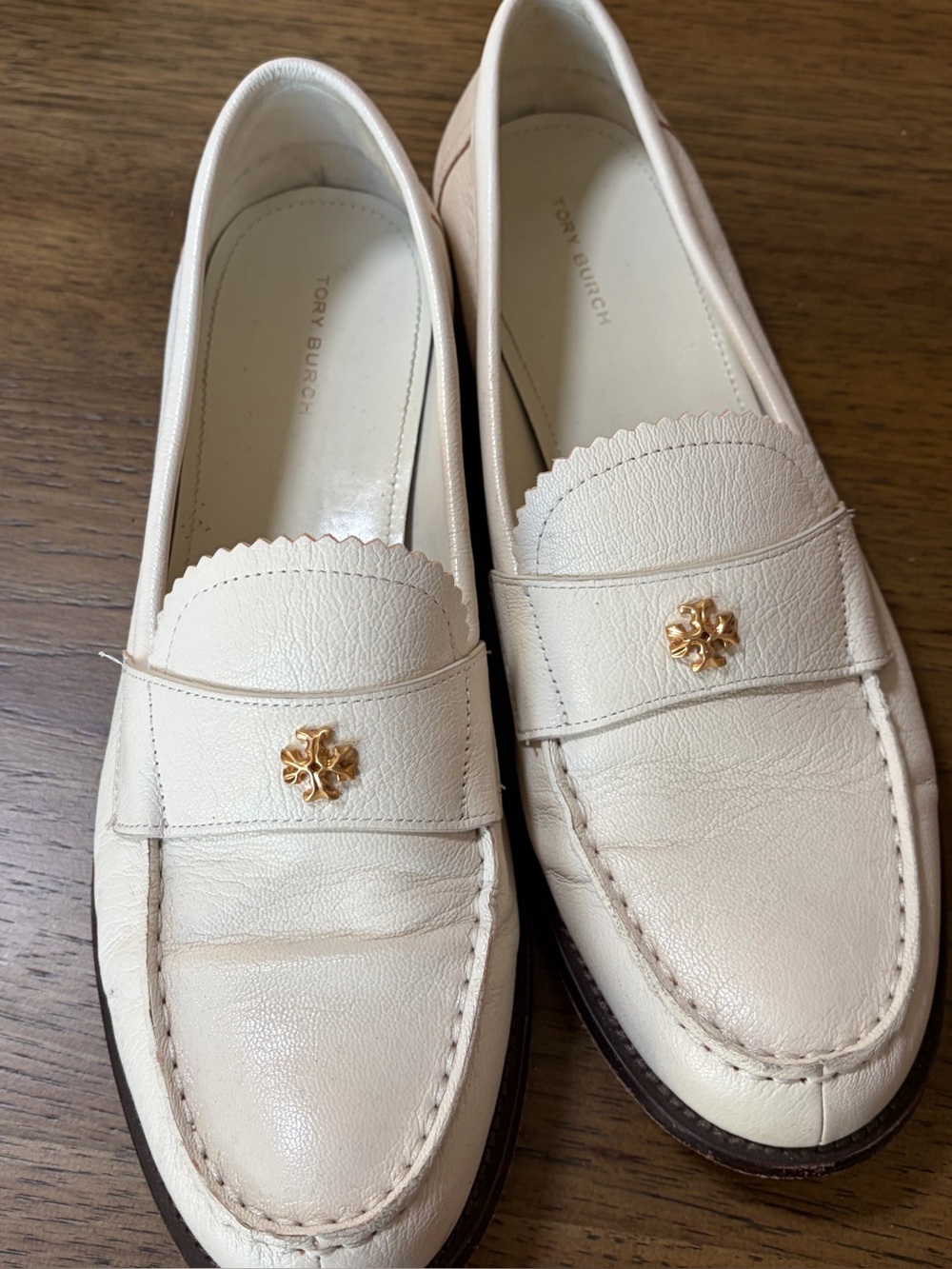 Women’s white Tory Burch Leather Penny Loafers